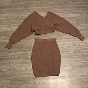 Sweater two piece skirt set